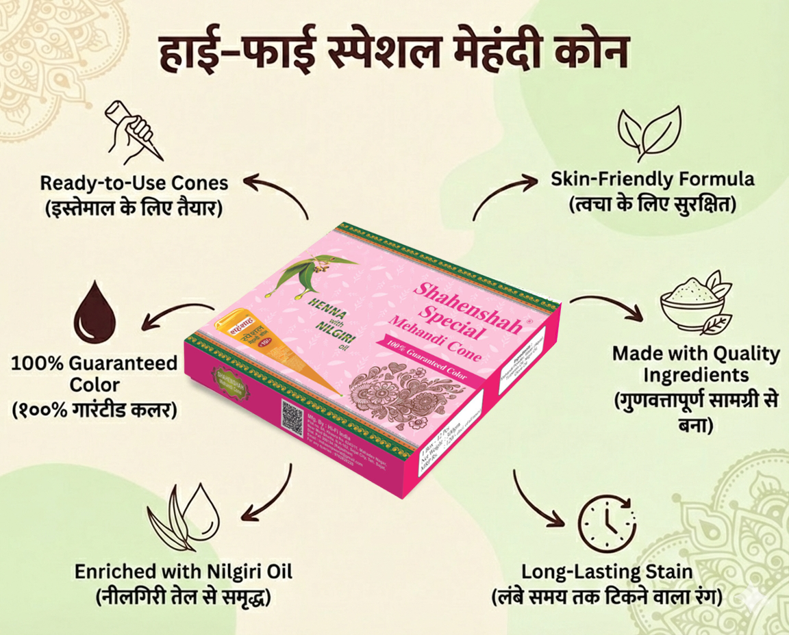 Shahenshah Golden Mehandi Cone MRP 10/- (Pack of 12) - Image 2